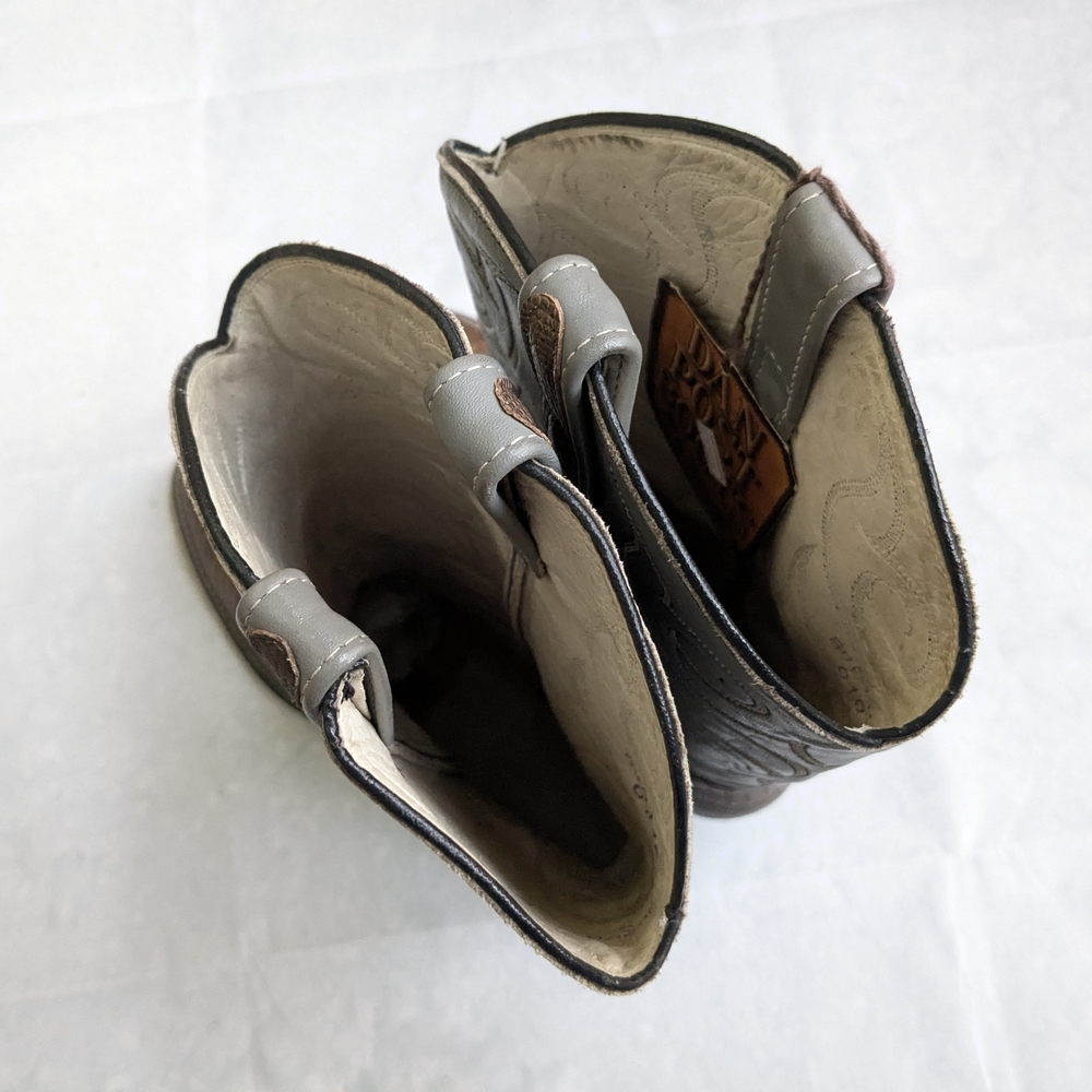 Dan Post Cowboy Boots Olive Green Lizard Leather Gray Men 8.5 - Picture 15 of 16